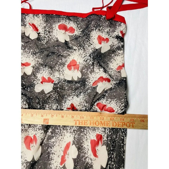 Vtg Laundry Silk Dress 8 Floral Chiffon Bow Whimsigoth Boho 90s Style Deadstock - Picture 11 of 14